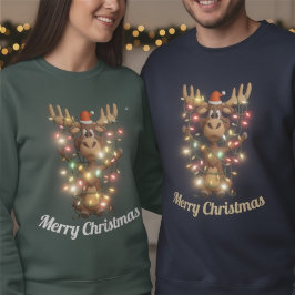 Camiseta Alce de Luzes de Feriado