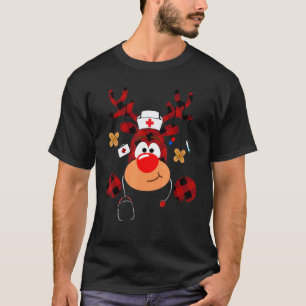 Camiseta Alce de Xadrez de Búfalo Natal Rena Enfermeira Eng
