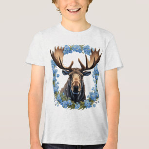 Camiseta Alce E Flores Myosotis Alpinas do Alasca