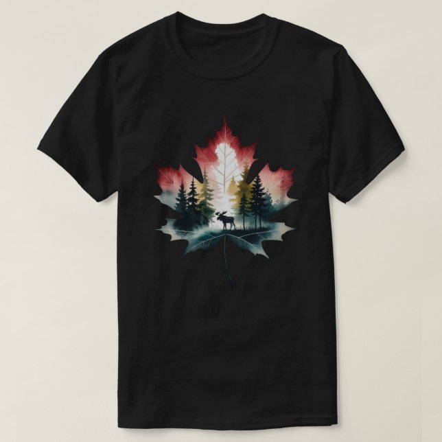 Camiseta Alce em uma Folha de Bordo  (Frente do Design)