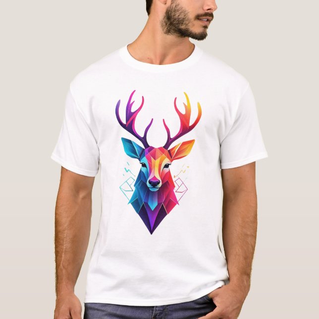 Camiseta alce,veado,arte colorida (Frente)