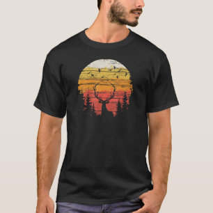 Camiseta Alce Wapiti Nas Montanhas De Madeira Caça Selvagem