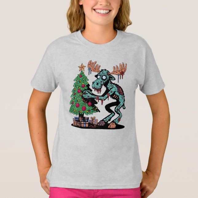 Camiseta Alce Zumbi de Natal (Frente)