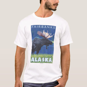 Camiseta Alces na noite - Fairbanks, Alaska