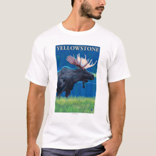 Camiseta Alces na noite - parque nacional de Yellowstone