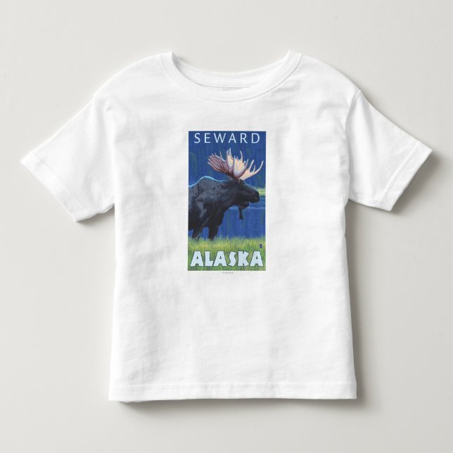 Camiseta Alces na noite - Seward, Alaska (Frente)