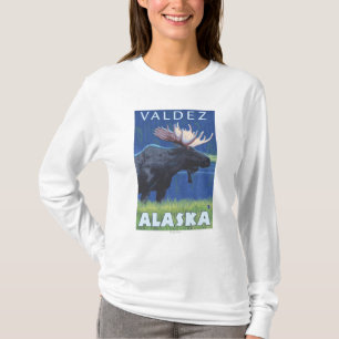 Camiseta Alces na noite - Valdez, Alaska