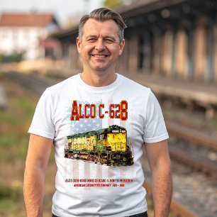 Camiseta Alco C-628 Locomotiva Diesel e bandeira americana