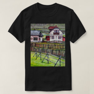 Camiseta Aldeia da Transilvânia, pintura em paisagem romena