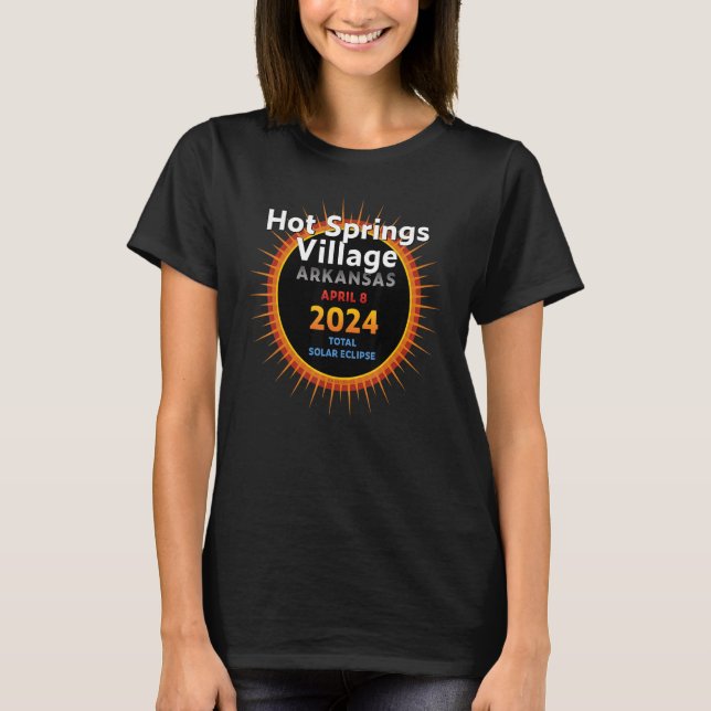 Camiseta Aldeia Quente de Primaveras Arkansas Total Eclipse (Frente)