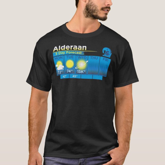 Camiseta ALDERAAN 5 DIAS PREVISÃO Clássica (Frente)