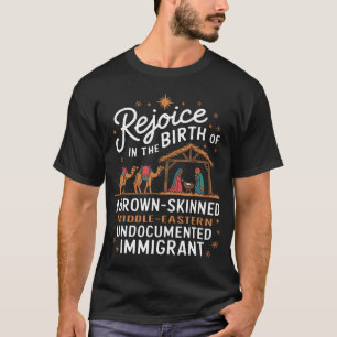 Camiseta Alegra-Se Com O Nascimento De Um Natal Castanho Co