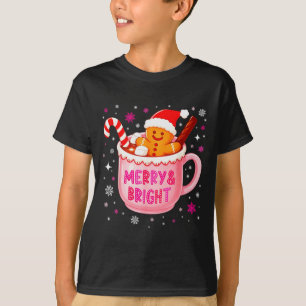 Camiseta Alegre e Brilhante Cacau Quente Biscoito de Natal