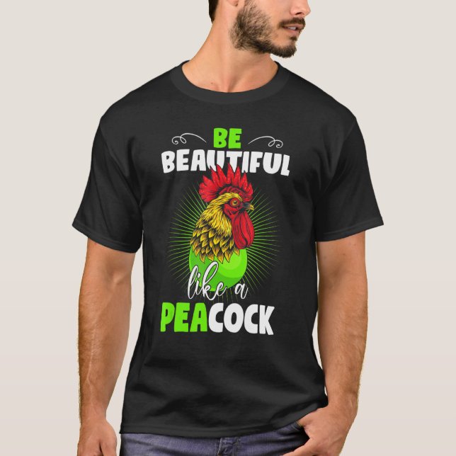Camiseta Alegre Frango Como Um Pavão Amendoim (Frente)