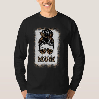Camiseta Alegre Mãe Leopardo Coque Desarrumado Cheerleader 