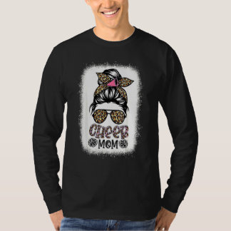 Camiseta Alegre Mãe Leopardo Coque Desarrumado Cheerleader 