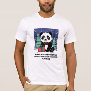 Camiseta Alegre Natal Panda Fofo Nova York Holi