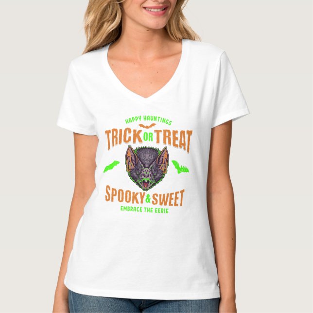 Camiseta Alegres Assombrações | Morcegos de Halloween para  (Frente)