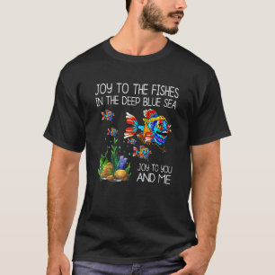 Camiseta Alegria aos Peixes no Mar Azul Profundo Peixe