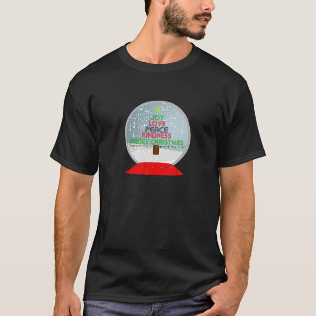 Camiseta Alegria, Árvore de bondade de paz, Árvore de Natal (Frente)