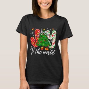 Camiseta Alegria Cristã de Natal Para o Mundo Árvore de Nat