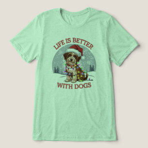 Camiseta Alegria de Cachorro de Natal: Um Vetor Festivo Grá