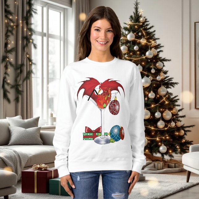 Camiseta Alegria de Férias de Natal Coquetel Dragão Vermelh (Criador carregado)