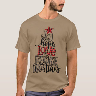 Camiseta Alegria de Xadrez de Búfalo Esperança Amor Paz Árv