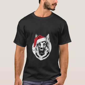 Camiseta Alegria Feminina GSD Papai Noel em Pastor Alemão C