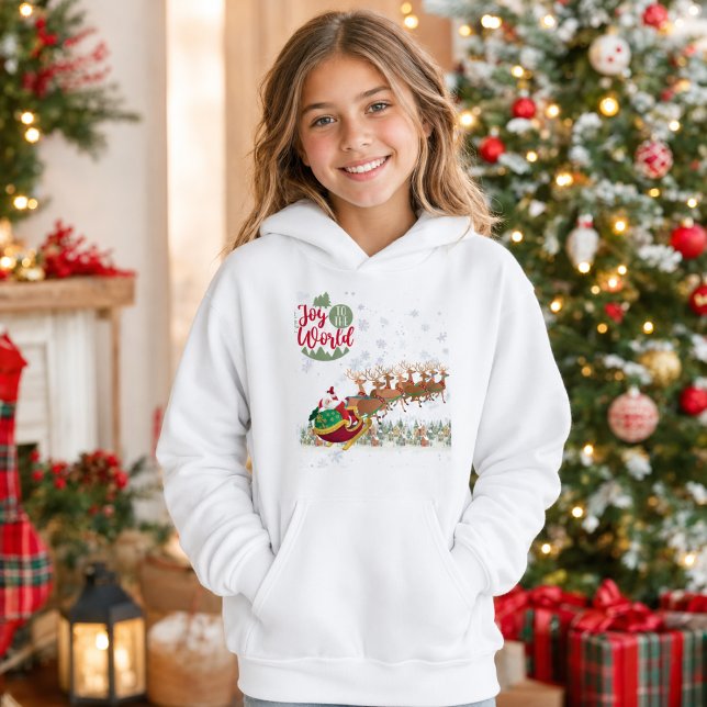 Camiseta Alegria para o Mundo Garotas de Trono de Natal  (Criador carregado)