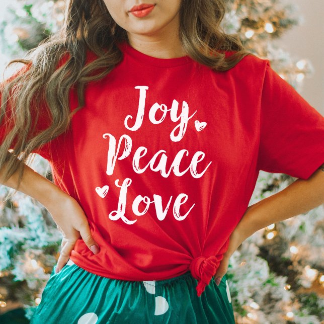 Camiseta Alegria Paz Amor Natal Pincel Script (Criador carregado)