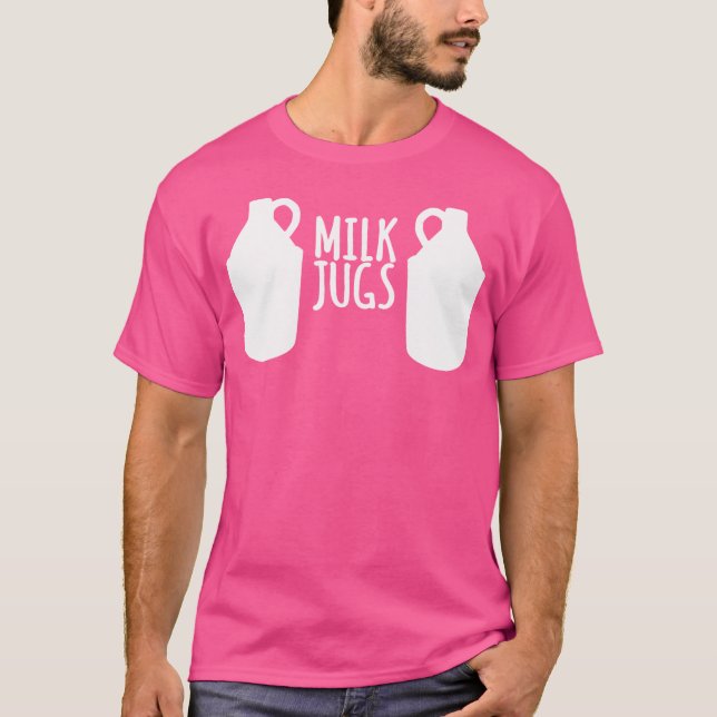 Camiseta Aleitamento Engraçado Jugs de Leite Apoio (Frente)