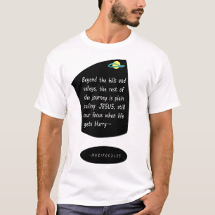 Camiseta Além das Colinas com Jesus - Letra branca