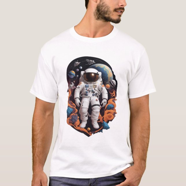 Camiseta Além das Estrelas Contos de Aventuras Astronautas (Frente)