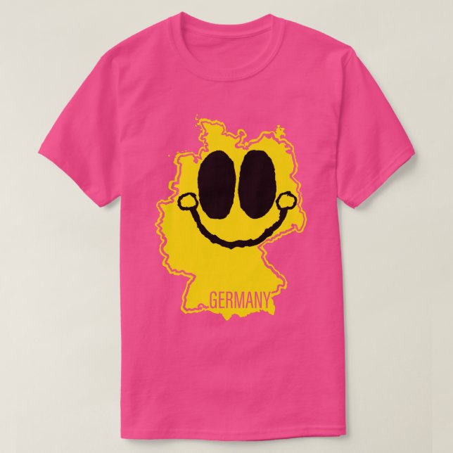 Camiseta Alemanha Feliz Mapa Rosto com Sorriso (Frente do Design)