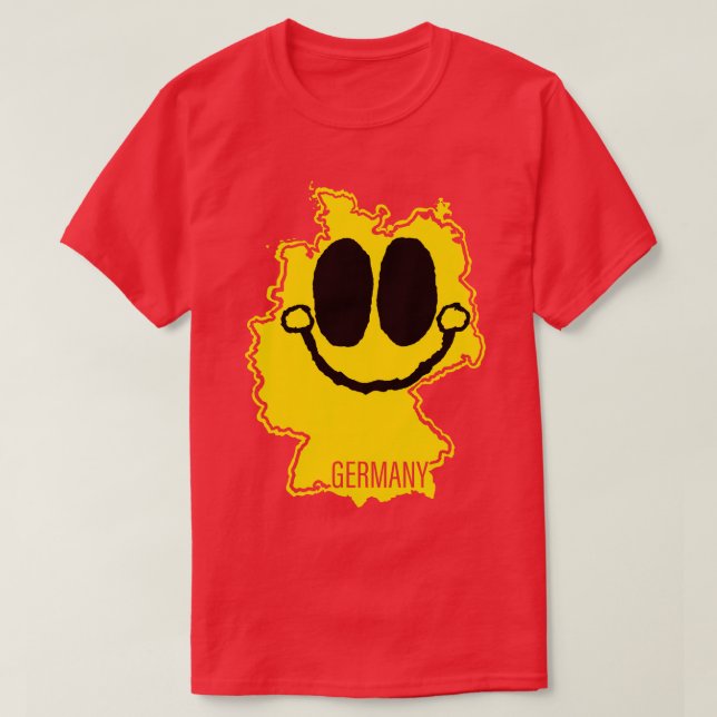 Camiseta Alemanha Feliz Mapa Rosto com Sorriso (Frente do Design)