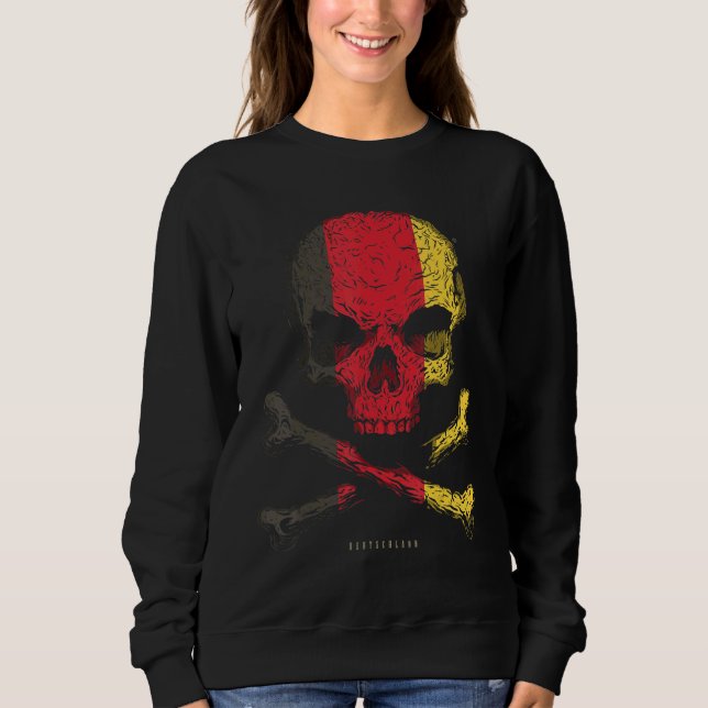 Camiseta Alemanha Flag Skull Crossbones (Frente)