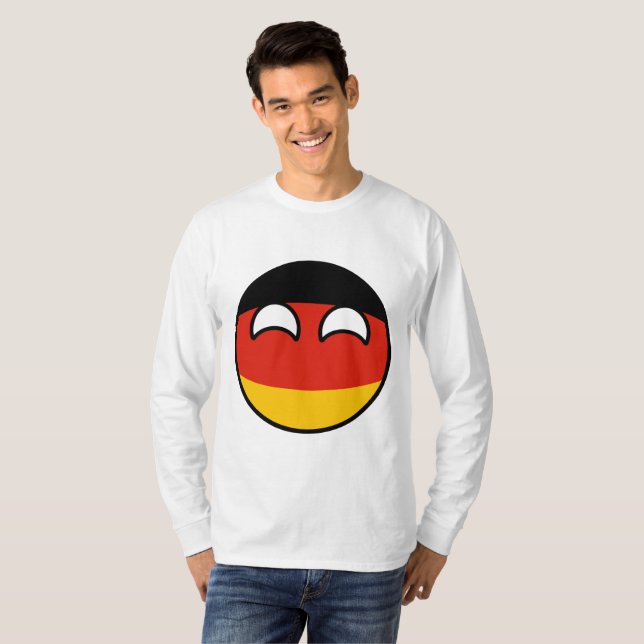Camiseta Alemanha Geeky de tensão engraçada Countryball (Frente Completa)