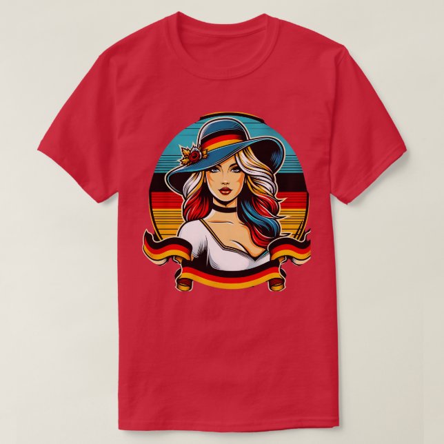 Camiseta Alemanha Moça Alemanha Bandeira das Mulheres Germe (Frente do Design)