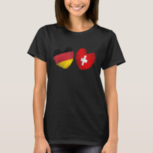 Camiseta Alemanha Suíça Coração Bandeira Alemã Bandeira Suí