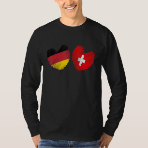 Camiseta Alemanha Suíça Coração Bandeira Alemã Bandeira Suí
