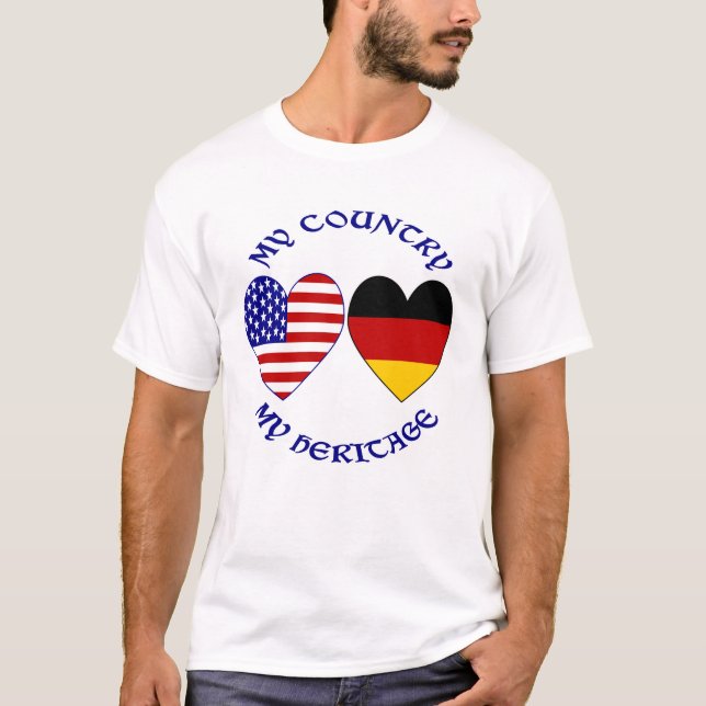 Camiseta Alemão EUA Bandeira Corta Meu País Meu Patrimônio (Frente)