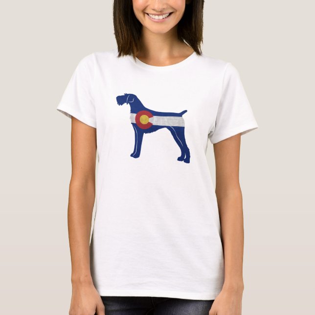Camiseta alemão Wirehaired Pointer Colorado Flag (Frente)