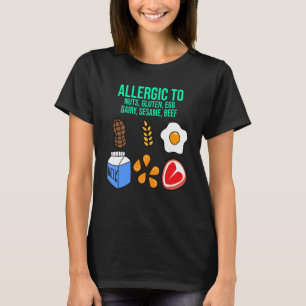 Camiseta Alergia A Loucos Gluten Comida Leite Alergia Aware