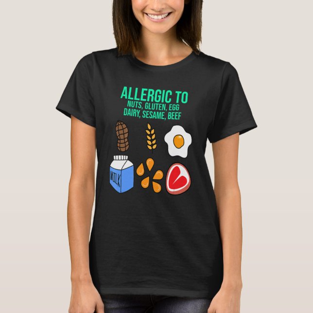Camiseta Alergia A Loucos Gluten Comida Leite Alergia Aware (Frente)