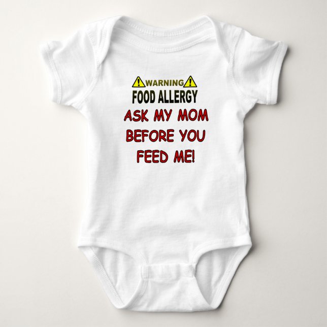 Camiseta Alergia de comida de advertência (Frente)