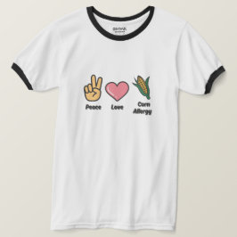 Camiseta Alergia do Milho do Amor pela Paz dos Homens