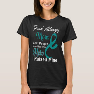 Camiseta Alergias comidas Consciência Mãe Suporte Teal R Mã