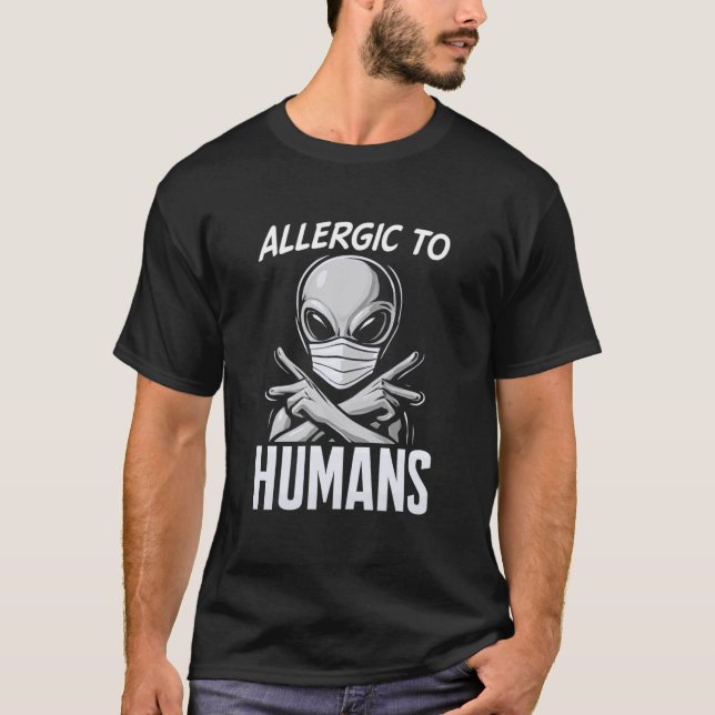Camiseta Alergico a Humanos Alien Funny (Frente)