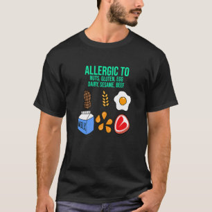 Camiseta Alergico a Nozes Glúten Laticínios Conscientização